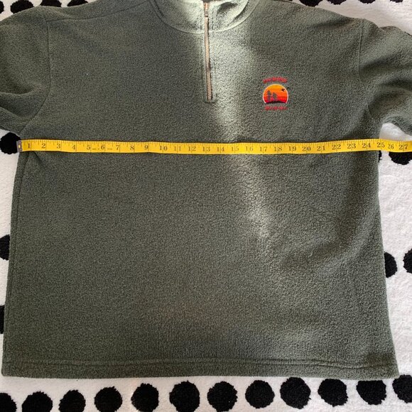 Vintage 1/4 Zip Fleece Henley Sweater Jacket Mens L Embroidered Green Pullover - Picture 9 of 11